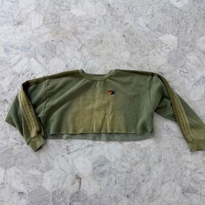 Aviator Nation Olive Green Cropped Sweatshirt